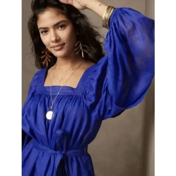 Banana Republic Ramie Midi Dress // voltage blue. Size XS - Picture 3 of 6